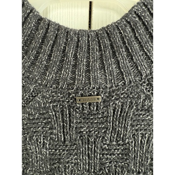 PrAna Women's Small Chunky Knit Sweater Gray Textured Crewneck Sustainable - Picture 8 of 8